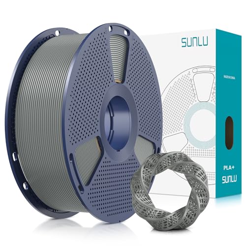 SUNLU PLA Plus Filament 1.75mm Grey 1KG, Neatly Wound 3D Printer Filament 1.75mm, PLA+ 1000g, Dimensional Accuracy +/- 0.02 mm, Fit Most FDM 3D Printers, 1kg Spool (2.2lbs), Grey