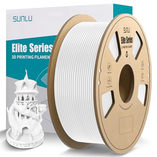SUNLU Elite 3D Printer Filament - 1.75mm PLA, Fits Most FDM 3D Printers, 1kg Spool (2.2lbs), White