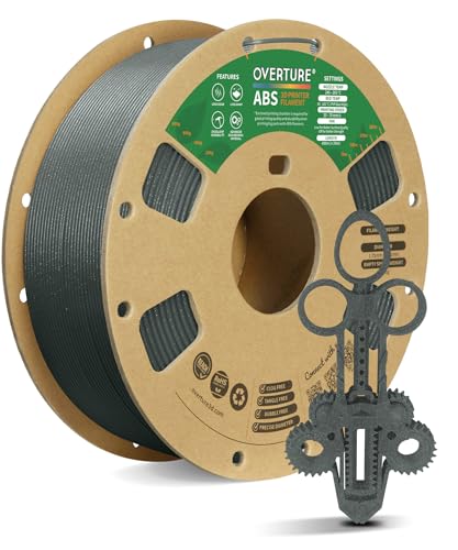 OVERTURE ABS Filament 1.75mm, High Strength & Heat-Resistant 3D Printer Filament, Low Warping, Excellent Durability, ABS 1kg (2.2lbs) Cardboard Spool, High Precision +/- 0.02mm (Diamond Gray)
