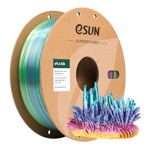 eSUN Silk Rainbow PLA Filament 1.75mm, Silky Colorful PLA 3D Printer Filament, 1KG Gradient Changing Multicolor Shiny Filament for 3D Printer, Coral Color