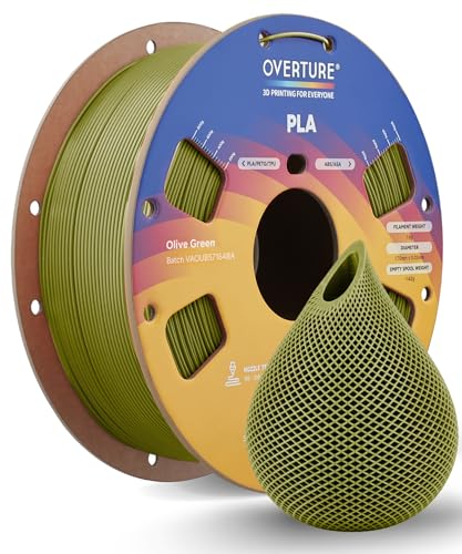 OVERTURE PLA Filament 1.75mm, Neatly Wound 3D Printer Filament 1kg Spool (2.2lbs), Dimensional Accuracy +/- 0.02 mm, Fit Most FDM 3D Printers (Olive Green)