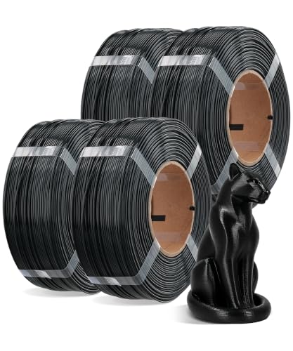 OVERTURE 4 Pack 1kg High Speed Refill PETG Filament, Black*4