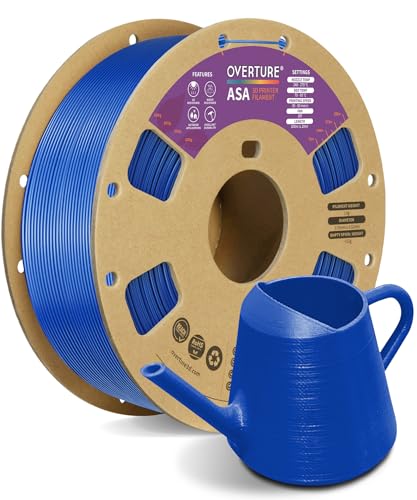 OVERTURE ASA Filament 1.75mm, 1kg Spool (2.2lbs) 3D Printer Filament, Premium Anti-UV, ASA Filament Perfect for Printing Outdoor Functional Parts, Dimensional Accuracy +/- 0.02 mm (Blue)