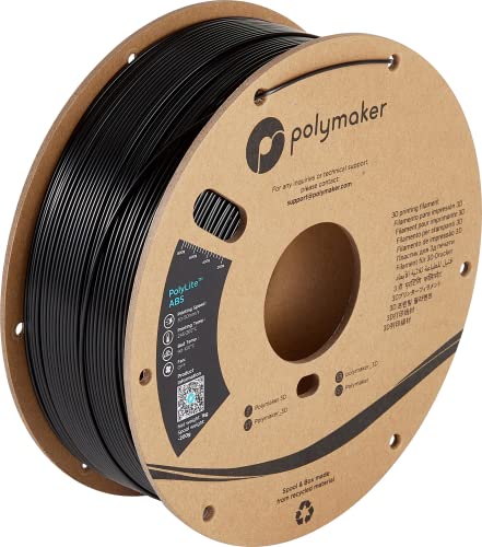 POLYMAKER ABS Filament 2.85mm Black, 1kg, High Heat & Impact Resistant, UV-Stable, Moisture-Free, Cardboard Spool