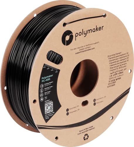 Polymaker PC-ABS Filament 2.85mm, Black Polycarbonate Blend with ABS 1kg - Tough and Heat Resistant 2.85mm 3D Printer Polycarbonate Filament, Dimensional Accuracy +/- 0.03mm