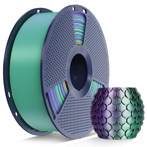 SUNLU Silk Dual Color PLA Filament, Silk PLA 3D Printer Filament 1.75mm, Neatly Wound Shiny Silk 3D Printer Filament, Dimensional Accuracy +/-0.02mm, 1KG Spool (2.2lbs), Silk Dual Color (Green Purple)