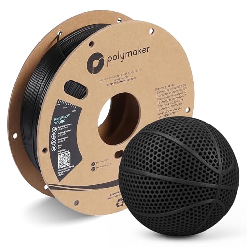 Polymaker TPU Filament 1.75mm Black, 0.75kg Shore 90A Flexible 3D Printer Filament 1.75mm - PolyFlex TPU90 3D Printing TPU Filament 0.75kg Black Soft Flexible Filament