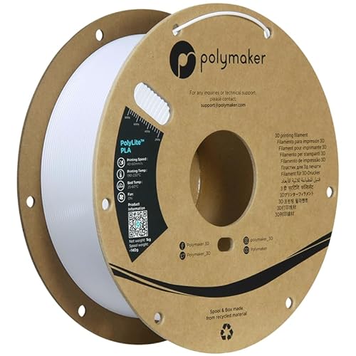 Polymaker PLA Filament, Cold White 3D Printing PLA Filament 1.75mm 1kg - PolyLite 3D Printer PLA Filament, Dimensional Accuracy +/- 0.03mm, Compatible with Most 3D Printer, Cold White