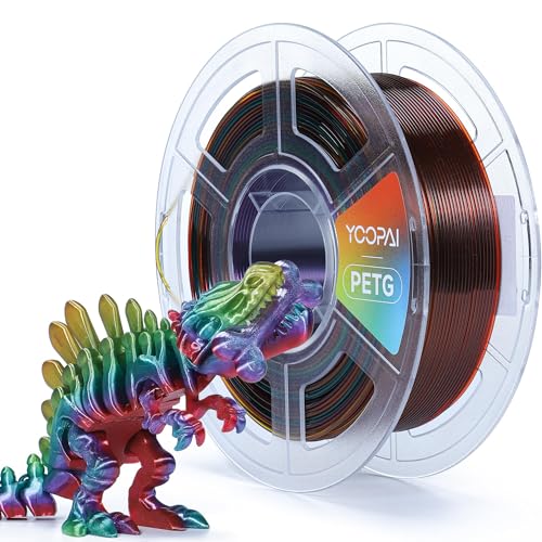 YOOPAI PETG Filament 1.75mm Multicolor, Smooth Color Transitions, Consistent Printing, 1KG (2.2lbs) 3D Printer Filament, PETG Crystal Rainbow Gradient