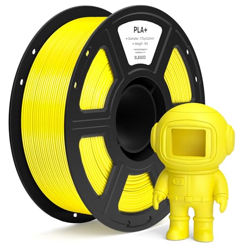 ELEGOO PLA+ Filament 1.75mm Yellow 1KG, High Toughness PLA Plus 3D Printer Filament Dimensional Accuracy +/- 0.02mm, 1kg Spool(2.2lbs) Fits for Most FDM 3D Printers