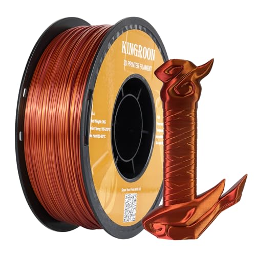 Kingroon PLA Filament, Multicolor Silk PLA Filament, Dual Color 3D Printer Filament, 1.75 mm, Dimensional Accuracy +/- 0.03 mm, 1kg Spool(2.2lbs), Gold Red Copper