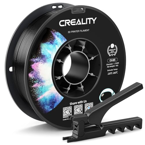 Creality Black ABS Filament 1.75mm, 3D Printer Filaments, 1kg(2.2lbs) Neatly-Wound Spool, Strong, Durable, Good Heat Resistant, Less Odor, Dimensional Accuracy±0.03mm, Fit Most FDM 3D Printers, Black
