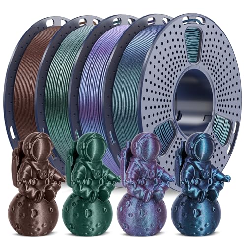 SUNLU Galaxy PLA Filament Bundle 1.75mm, Color-Shifting Pearlescent Glitter PLA 3D Printer Filament, Galaxy Peacock, Nebula Green, Stardust Purple, Meteorite Brown, 250g x 4, for Most FDM 3D Printers