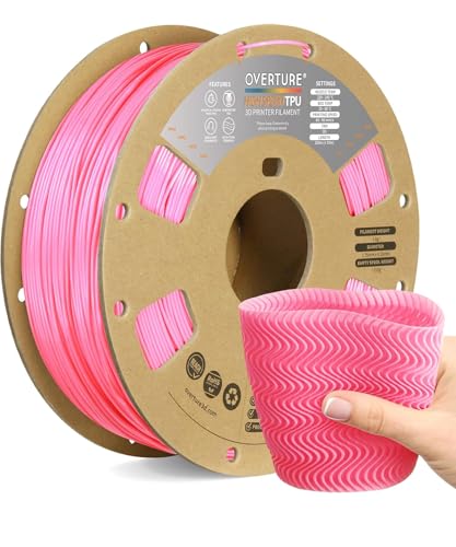 OVERTURE TPU High Speed Filament 1.75mm Flexible Roll, 95A Soft 3D Printer Filament, 1kg Spool (2.2 lbs), Fit Most FDM Printer (HS TPU Pink)