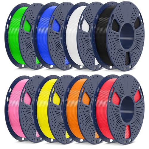 SUNLU 3D Printer Filament Bundle Multicolor PETG Filament 1.75mm, Individually Vacuum-Sealed, 2kg in Total, 0.25kg per Spool, 8 Pack, 8 Colors, Black+White+Red+Yellow+Pink+Blue+Orange+Green