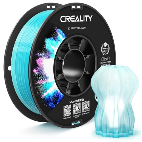 CREALITY PETG Filament 1.75mm 3D Printer Filament, Translucent Dual Color Gradient Blue to White, 1kg (2.2lb) Neatly Wound Spool, Dimensional Accuracy ±0.03mm, Gradient Blue White