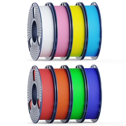 250g High Speed SUNLU PETG Filament 1.75mm Bundle, 250g Spool, 8 Rolls, White+Red+Orange+Yellow+Green+Sky Blue+Blue+Pink