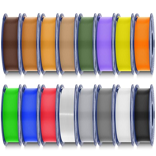 SUNLU PLA Plus Filament 16 Color Bundle Multicolor, PLA+ 3D Printer Filament 1.75mm, Mini Spool, Individually Vacuum Packed, 0.25kg per Spool, 4kg in Total, 16 Pack.