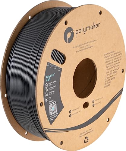 Polymaker ABS Filament 1.75mm Dark Grey, 3D Printer Filament 1.75mm Heat Resistant 1kg - PolyLite ABS 3D Printing Filament 1.75mm, Strong & Durable, Dimensional Accuracy +/- 0.03mm