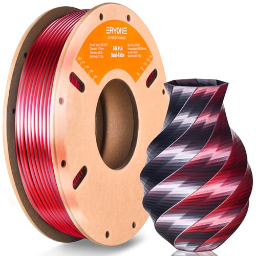 ERYONE Silk Dual Color PLA Filament 3D Printer 1.75mm +/- 0.03mm, Bicolor Filament Two Tone PLA 250g(0.55lbs) Cardboard Spool, Black Red