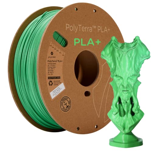 Polymaker PLA+ 3D Printer Filament 1.75mm, Matte Green PLA Plus Filament Satin Surface 1kg - PolyTerra Tough PLA+ 3D Printing Filament