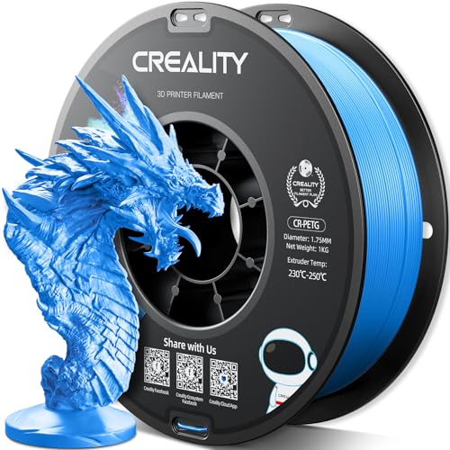 Official Creality PETG 3D Printer Filament 1.75mm 1KG (2.2lbs), High Precision, Strong Toughness, Odorless, Better Flow, Moistureproof 3D Printing CR PETG Filament, Digital Blue