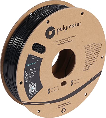 Polymaker PA12-CF Nylon Filament 2.85mm 0.5kg Black, Low Moisture Sensitivity Carbon Fiber Nylon 3D Printing Filament, PolyMide PA12-CF Warp Free & Moisture Free 3D Printer Filament
