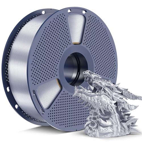 SUNLU Silk PLA+ Filament 1.75mm, Chrome Like Gloss Finish, Smooth Silk Texture, Upgraded Formula for Stable Printing, 1kg(2.2lbs) PLA Plus 3D Printer Filament, Silver