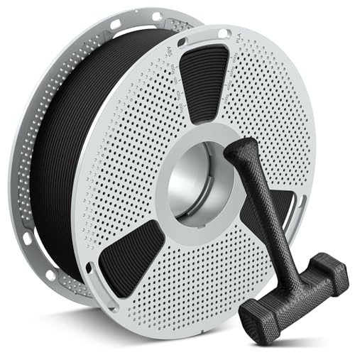 SUNLU PA6-CF 3D Filament 1.75mm 1KG, Heat Deflection Temperature up to 209°C, Made of 80% PA Nylon and 20% Carbon Fibers, Stiff & Strong & Heat Resistant, for Industrial Parts, Frosted Texture, Black