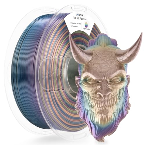 AMOLEN Silk PLA 3D Printer Filament, Shiny Multicolor Kingfisher Rainbow PLA Filament 1.75mm, Gradient Color Change PLA 3D Printing Filament for Most FDM 3D Printer, Blue Purple Yellow, 1kg (2.2lbs)