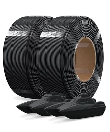 OVERTURE 2KG Bundle Refill PETG 3D Printer Filament 1.75mm, 2 Pack 1kg(2.2lbs), Refilament for Bambu Lab Reusable Spool, Accuracy +/- 0.02 mm, Fit Most FDM 3D Printers(Black*2)