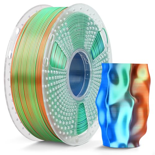 SUNLU Silk Triple Color Pla Filament, Silk PLA 3D Printer Filament 1.75mm, Shiny Silk Texture, Dimensional Accuracy +/- 0.02mm, 1KG Spool (2.2 lbs), PLA Silk Triple Color (Orange Blue Green)