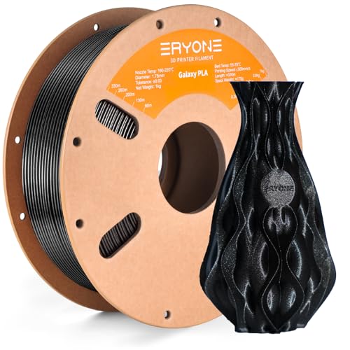 ERYONE Galaxy PLA 3D Printer Filament, Sparkle Glitter PLA, 1.75mm +/-0.03mm, 1kg(2.2LBS)/Spool, Christmas Filament, Galaxy Black