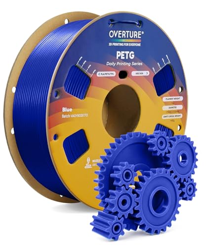 OVERTURE PETG Filament 1.75mm, High Speed 3D Printer Filament, Neatly Wound & Clog-Free, 1kg Spool (2.2lbs) Rapid PETG, Dimensional Accuracy +/- 0.02mm, Fit Most FDM Printers (Blue)