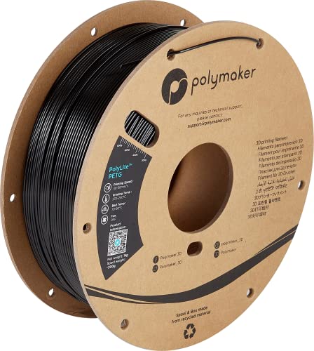 Polymaker PETG Filament 2.85mm 1kg Black 3D Printer Filament, PolyLite PETG 3D Printing Filament 2.85mm, Dimensional Accuracy +/- 0.03mm, Print with Most 3D Printers