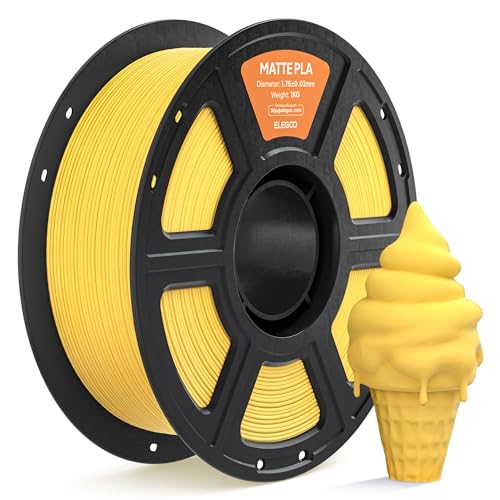 ELEGOO Matte PLA Filament 1.75mm Sunshine Yellow 1KG, 3D Printer Filament High Precision, 1kg Spool (2.2lbs) Fits for Most FDM 3D Printers