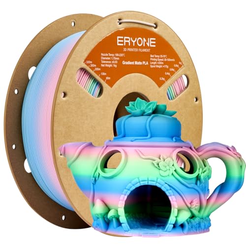 ERYONE Matte Gradient Rainbow 3D Printer PLA Filament 1.75 +/- 0.03mm, Matte Multicolor Filament PLA 1KG(2.2LBS) Spool, Fairy (Pink Green Blue)
