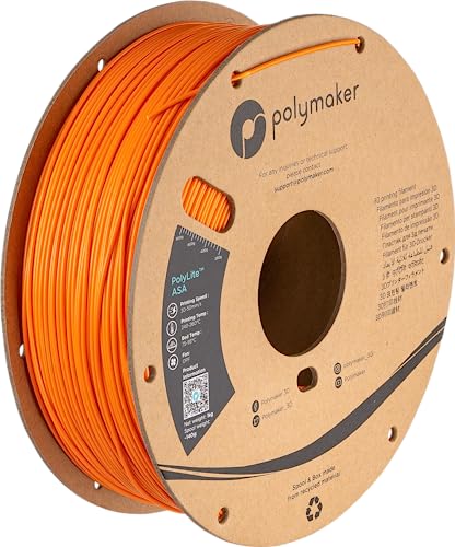 Polymaker ASA Filament 1.75mm Orange, 1kg ASA 3D Printing Filament, Heat & Weather Resistant - ASA 3D Printer Filament Perfect for Printing Outdoor Functional Parts