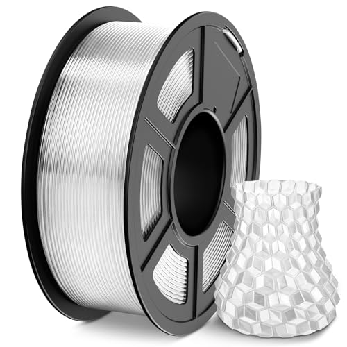 SUNLU 3D Printer Filament PLA Filament 1.75mm, Neatly Wound 3D Printing Filament 1.75mm, Dimensional Accuracy +/- 0.02 mm, Fit Most FDM 3D Printers, 1kg Spool (2.2lbs), Transparent, Clear PLA