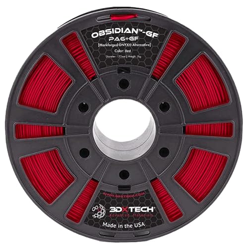 3DXTECH - 1.75mm Obsidian Glass Fiber + PA6 - Markforged Onyx Alternative 3D Filament 1kg Reel, 3D Printing Filament - Made in USA (Red, 1.75mm)