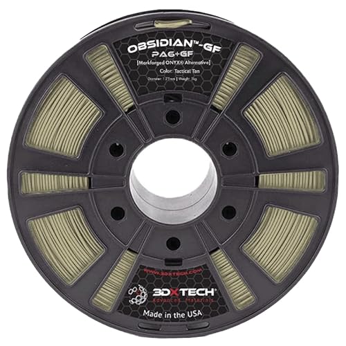 3DXTECH - 1.75mm Obsidian Glass Fiber + PA6 - Markforged Onyx Alternative 3D Filament 1kg Reel, 3D Printing Filament - Made in USA (Tactical Tan, 1.75mm)