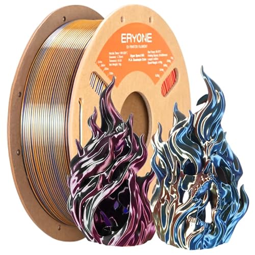 ERYONE Silk Filament PLA+ 1.75mm Shiny 3D Printer Filament, Multicolor PLA 4 in 1, 1kg (2.2LBS)/Spool, HS Silk Quadruple Color Splendid Quartet (Red & Yellow & Blue & Green)