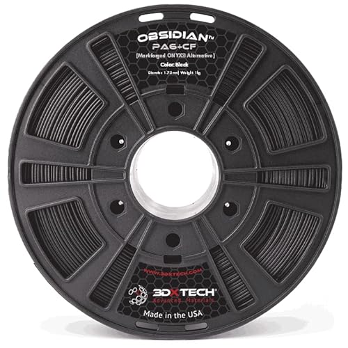 3DXTECH - 1.75mm Obsidian Carbon Fiber + PA6 - Markforged Onyx Alternative 3D Filament 1kg Reel, 3D Printing Filament - Made in USA (Black, 1.75mm)