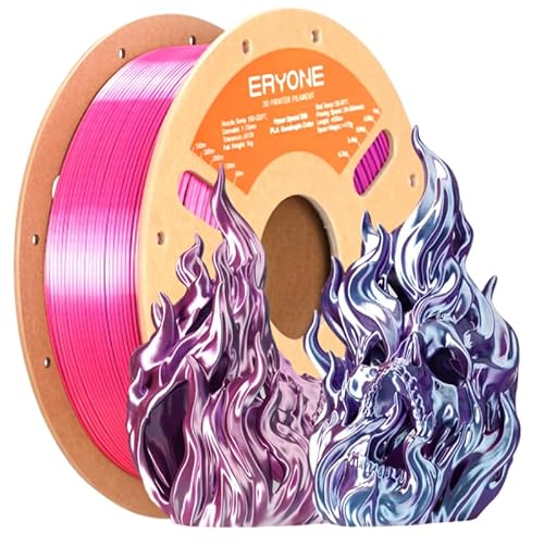 ERYONE Silk Filament PLA+ 1.75mm Shiny 3D Printer Filament, Multicolor PLA 4 in 1, 1kg (2.2LBS)/Spool, HS Silk Quadruple Color Cold Fire Night(Deep Purple & Magenta & Pink & Sky Blue)