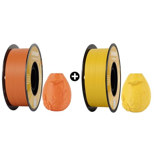 Kingroon Matte PLA Filament 1.75mm 3D Printer Filament Matte Filament 1kg Dimensional Accuracy +/- 0.02 mm (Matte Orange&Matte Yellow)