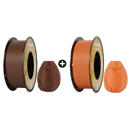 Kingroon Matte PLA Filament 1.75mm 3D Printer Filament Matte Filament 1kg Dimensional Accuracy +/- 0.02 mm (Matte Night Brown&Matte Orange)