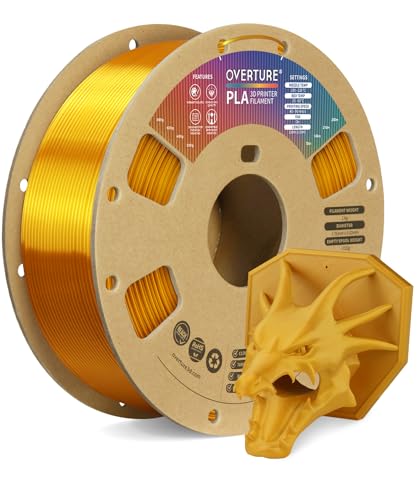OVERTURE PLA Filament 1.75mm, Neatly Wound 3D Printer Filament 1kg Spool (2.2lbs), Dimensional Accuracy +/- 0.02 mm, Fit Most FDM 3D Printers (Royal Gold)