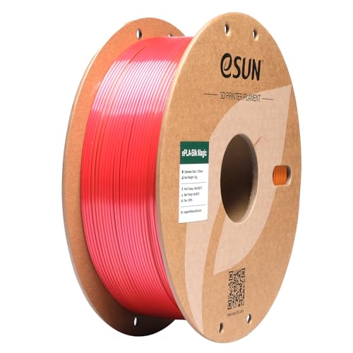 eSUN Silk Magic PLA Filament 1.75mm, Shiny Silk Dual Color Co Extrusion 3D Printer Filament, 1KG (2.2 LBS) Spool 3D Printing Color Change Filament for 3D Printers, Red Gold