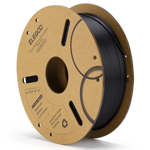ELEGOO PLA Filament 1.75mm Black 1KG, 3D Printer Filament Dimensional Accuracy +/- 0.02mm, 1kg Cardboard Spool(2.2lbs) 3D Printing Filament Fits for Most FDM 3D Printers