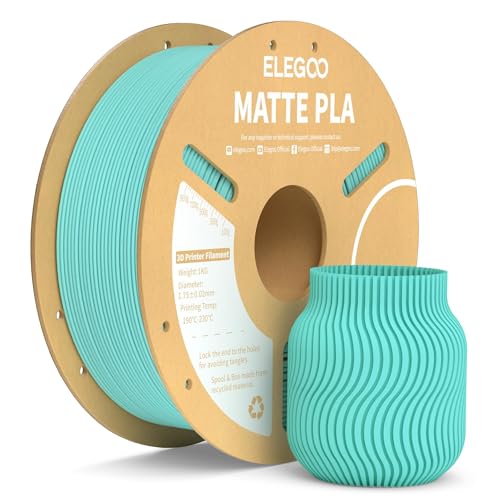 ELEGOO Matte PLA Filament Teal Green 1KG, 1.75mm 3D Printer Filament Dimensional Accuracy +/- 0.02mm, 1kg Carboard Spool (2.2lbs) Fits for Most FDM 3D Printers